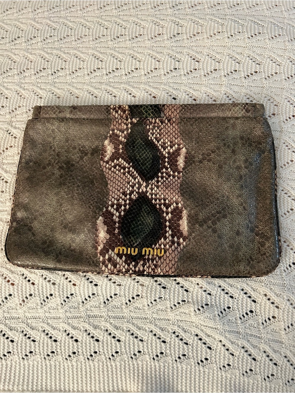 Miu Miu Vintage Python-Embossed Leather
Clutch - Excellent Like-New Condition